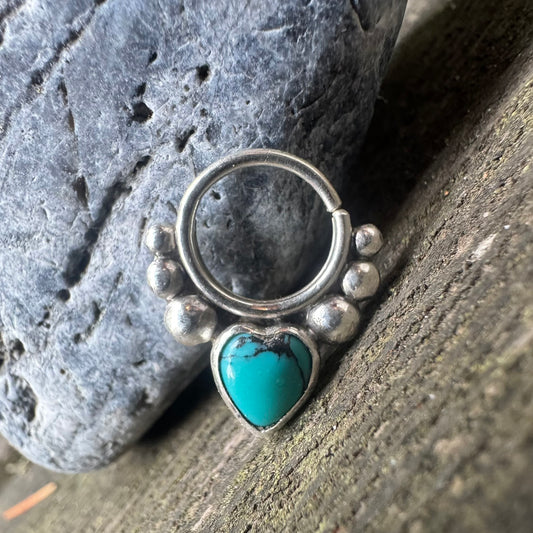 18g Turquoise Heart Septum Ring