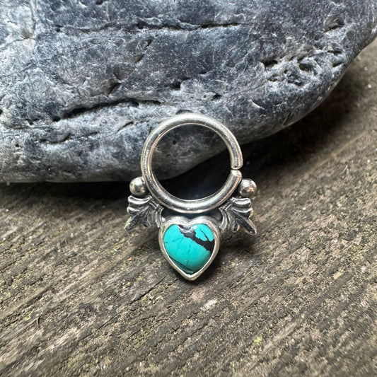 16g Turquoise Heart Septum Ring
