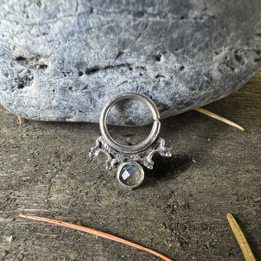 16g Rose Cut Labradorite Septum Ring